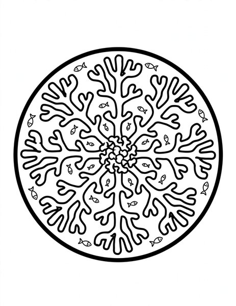 Coral Reef Mandala coloring page