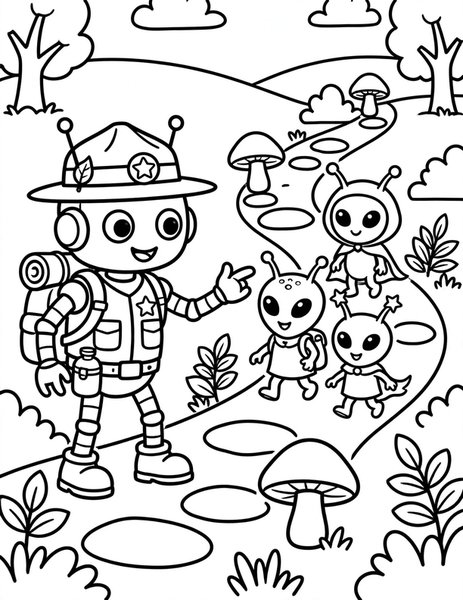 Robot Park Ranger coloring page