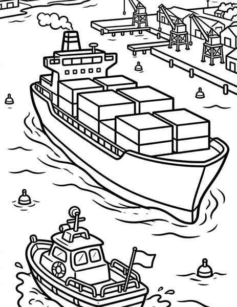 Pilot Boat Guide coloring page