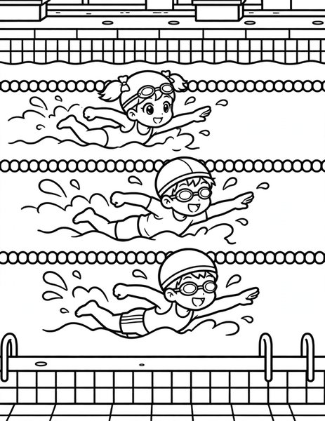 Pool Race Day coloring page