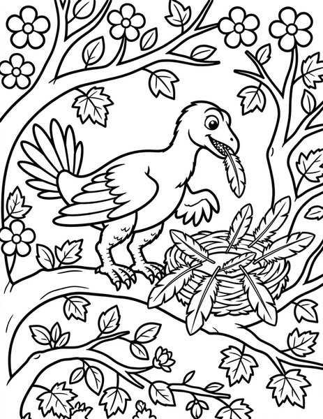 Archaeopteryx Nest Decor coloring page