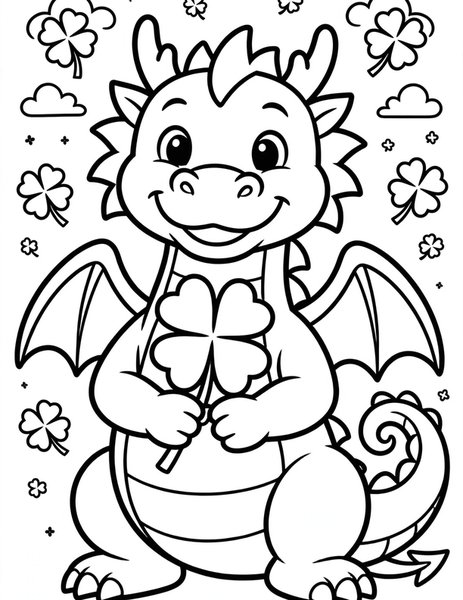 Clover Dragon coloring page