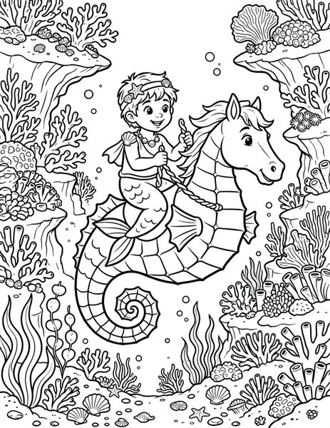 Hippocampus Ride coloring page