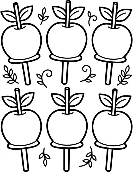 Candy Apples on Sticks coloring page