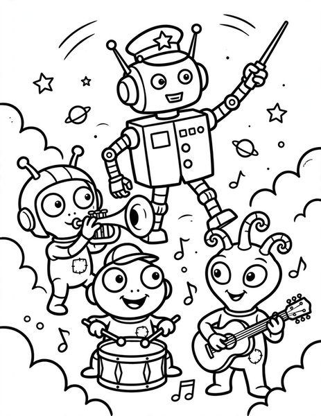 Robot Conductor coloring page