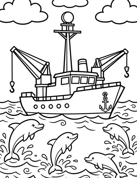 Research Ship Discovery coloring page