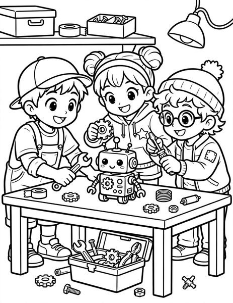 Robot Builders coloring page