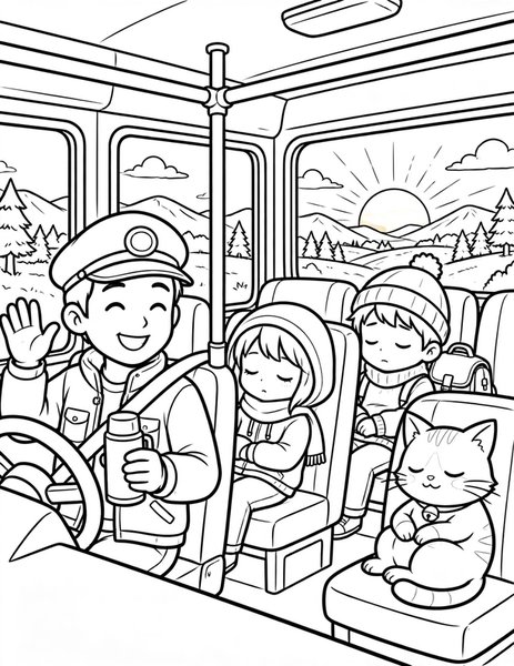 Morning Route Greetings coloring page