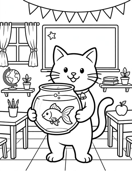 Cat Show and Tell coloring page