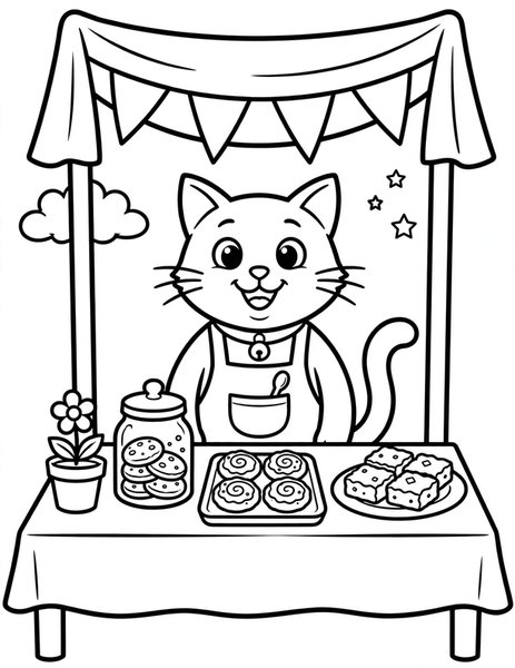 Cat Bake Sale coloring page