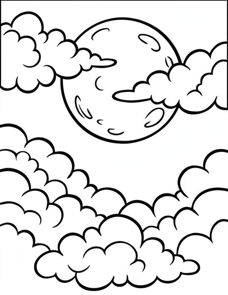 Full Moon and Clouds coloring page