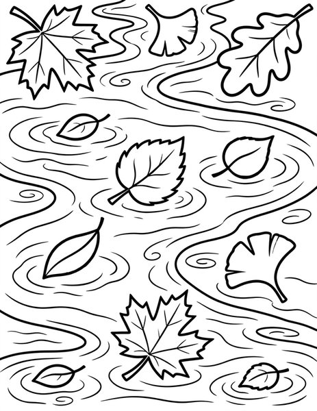 Floating Leaves coloring page