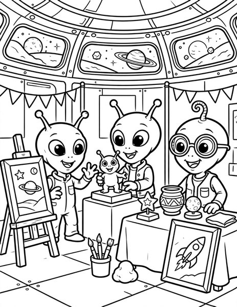 Alien Art Fair coloring page