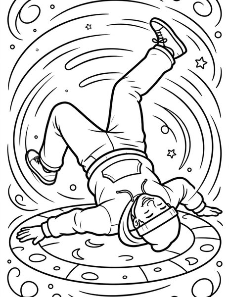 Breakdance Spin coloring page
