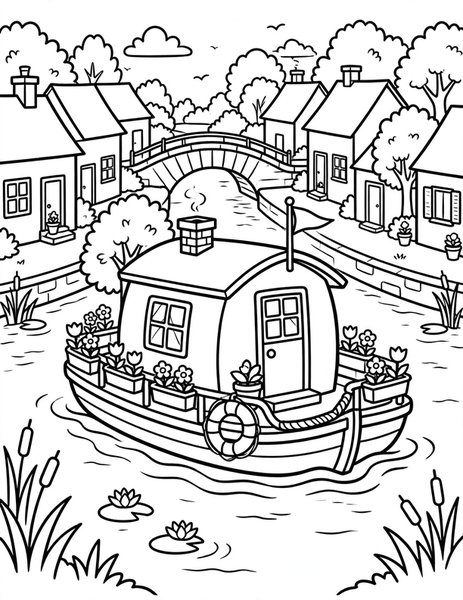 Houseboat Home coloring page