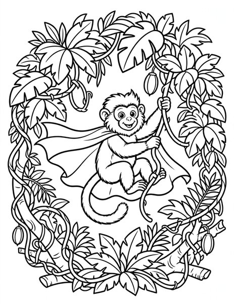 Colobus Monkey Canopy coloring page