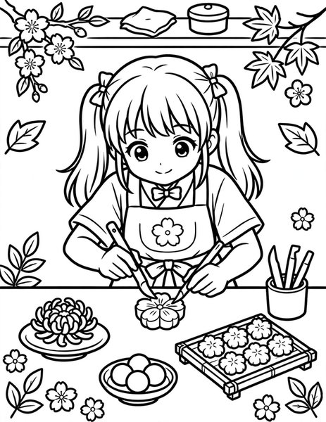 Wagashi Art coloring page