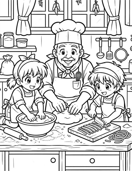 Soba Making Class coloring page