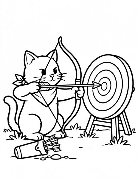 Cat Archery coloring page