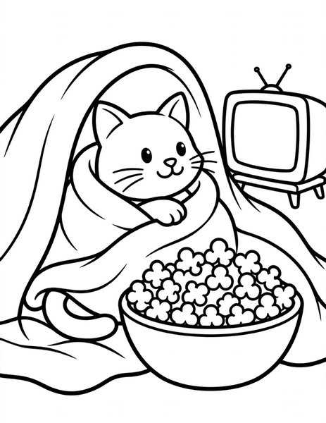Cat Film Fest coloring page