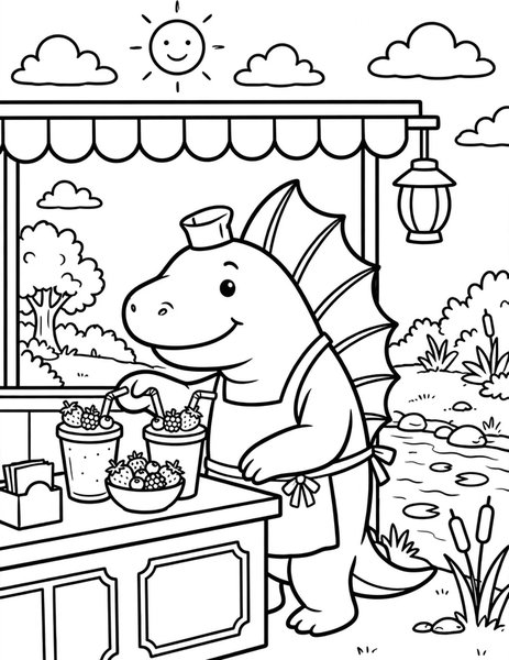 Dimetrodon Diner coloring page
