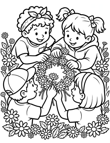 Daisy Crown Making coloring page
