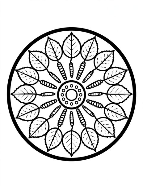 Birch Leaf Mandala coloring page