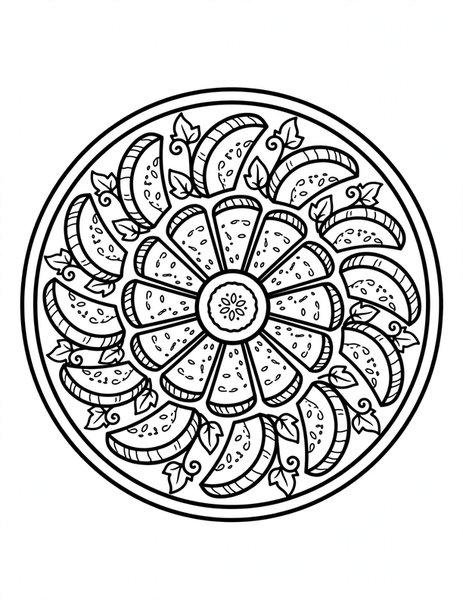 Cucumber Slice Mandala coloring page