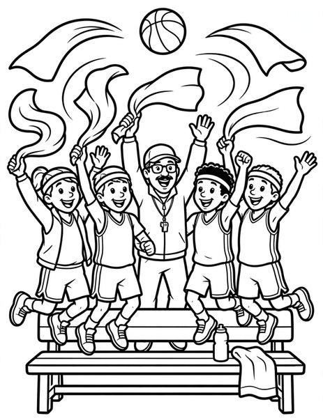 Team Bench Cheer coloring page
