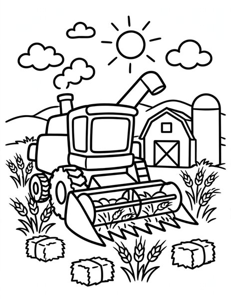 Combine Harvester coloring page