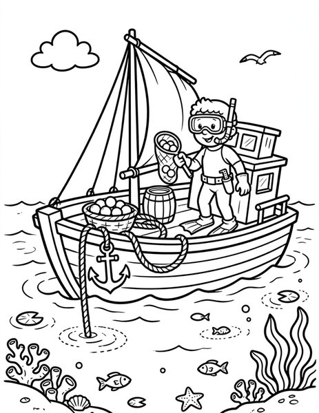 Pearl Diver Boat coloring page