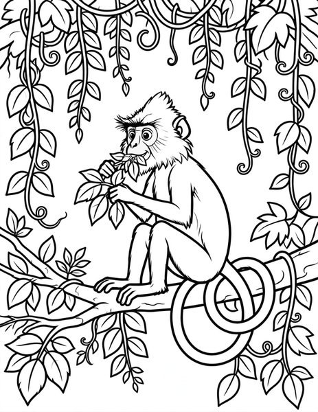 Langur Leaf Lunch coloring page
