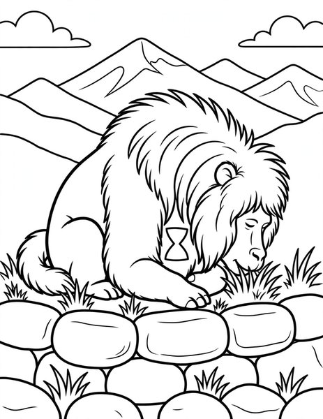 Gelada Grass Graze coloring page