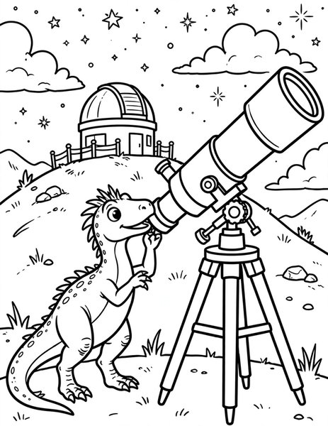Troodon Telescope coloring page
