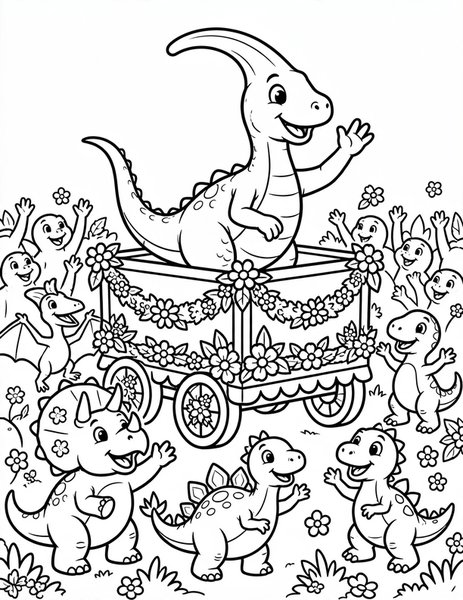 Parasaurolophus Parade Float coloring page