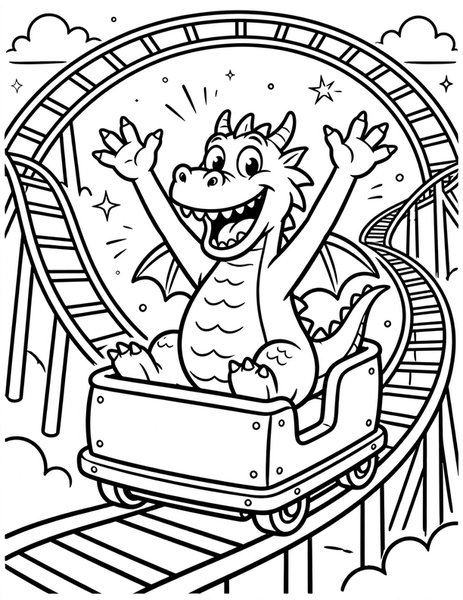 Dragon Roller Coaster coloring page