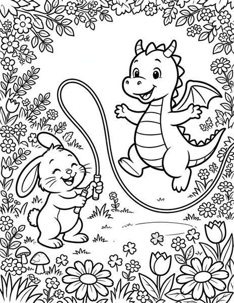 Dragon Jump Rope coloring page