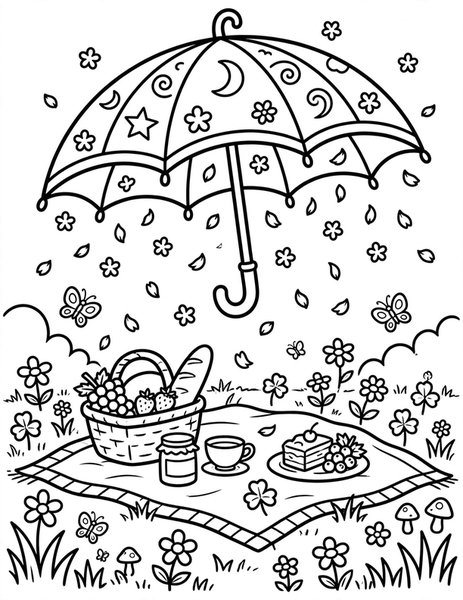 Enchanted Umbrella coloring page