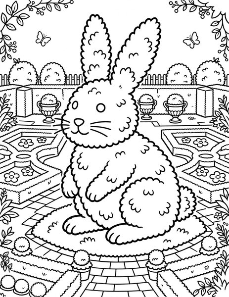 Topiary Bunny coloring page