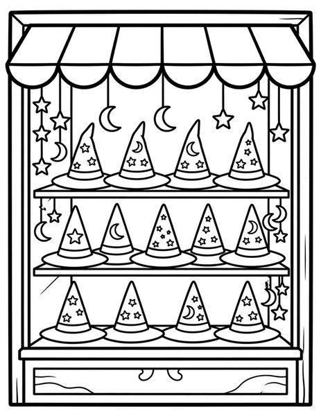 Witch Hat Shop coloring page