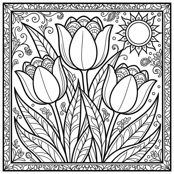 Tulip coloring page