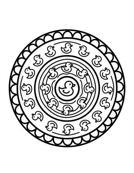 Duck Pond Mandala coloring page