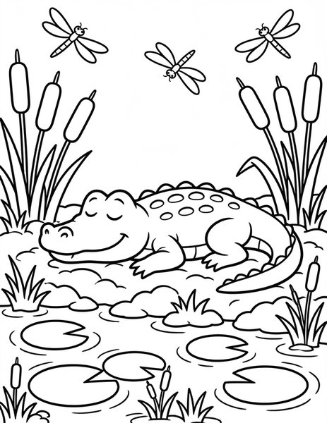 Alligator Swamp Sun coloring page