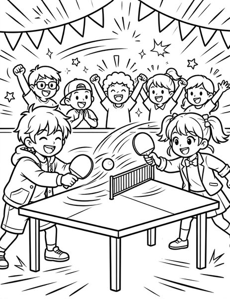 Table Tennis Duo coloring page