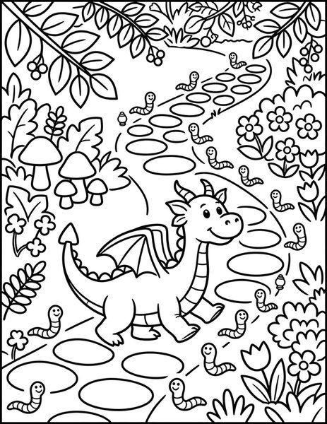 Dragon Glow Worm Walk coloring page