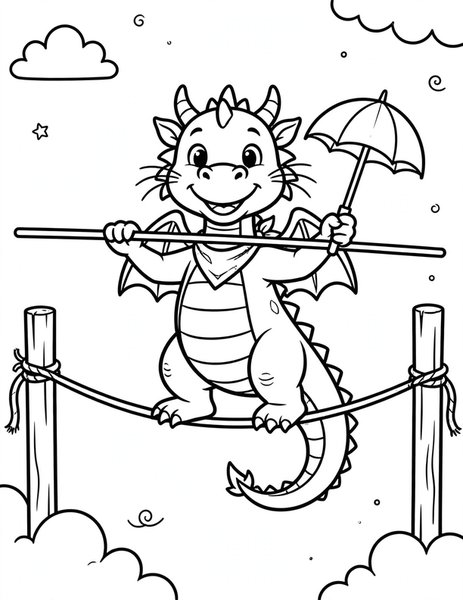 Dragon Tightrope Walker coloring page