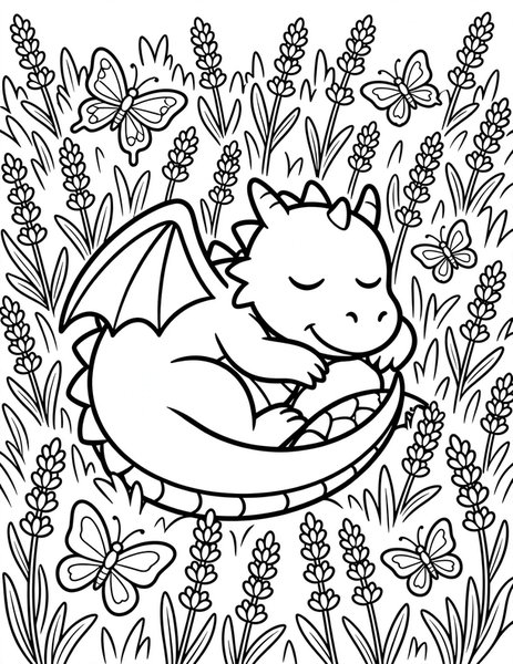 Dragon Lavender Field coloring page