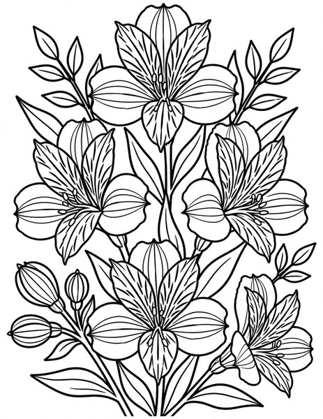 Alstroemeria Rainbow coloring page