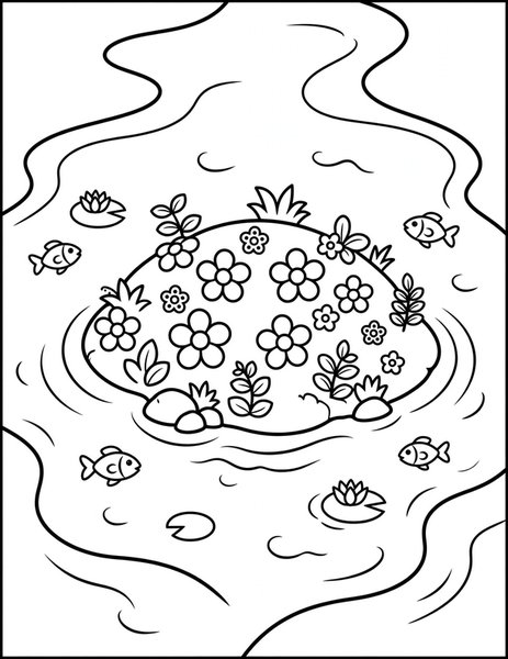 Flower Island Lagoon coloring page
