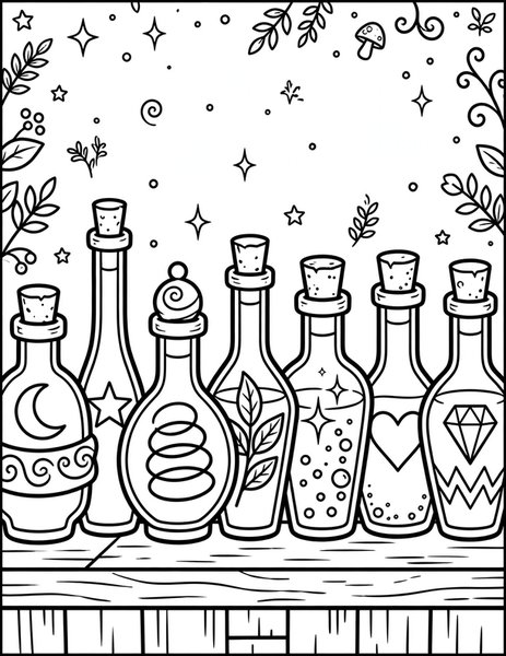 Potion Bottles coloring page